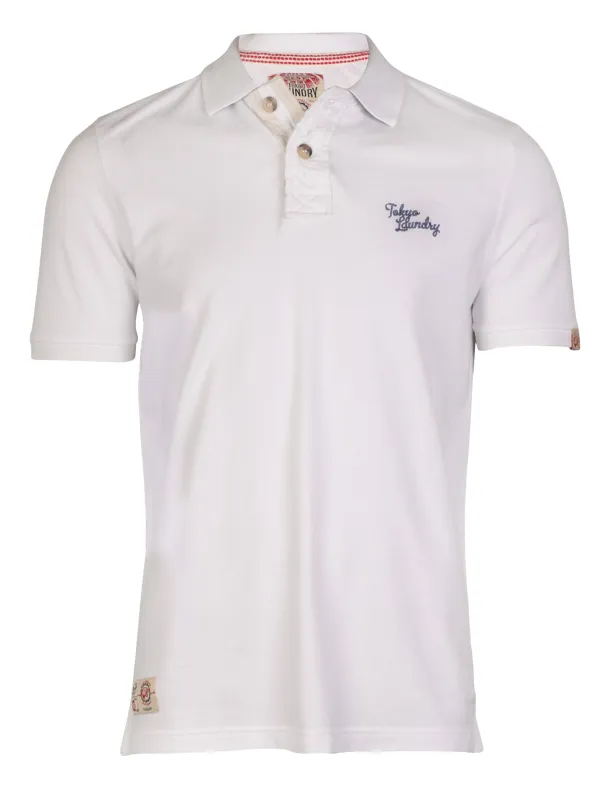 Men's striped undercollar white polo shirt - Tokyo Laundry made by Tokyo Laundry