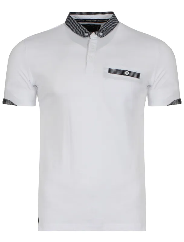 Sewell Gingham Polo Shirt in White - Dissident sold by Tokyo Laundry