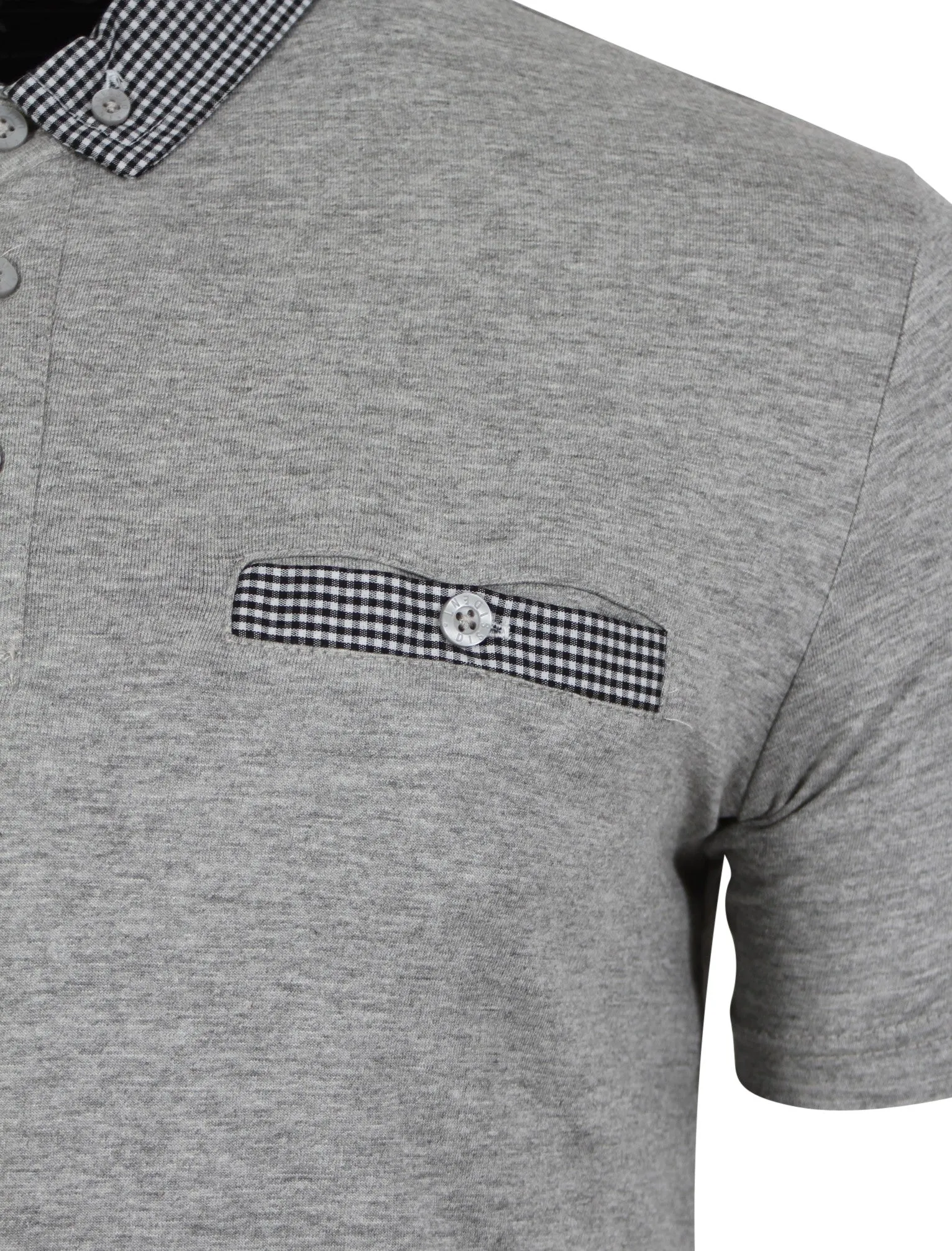 Sewell Gingham Polo Shirt in Grey - Dissident sold by Tokyo Laundry product image thumbnail 3