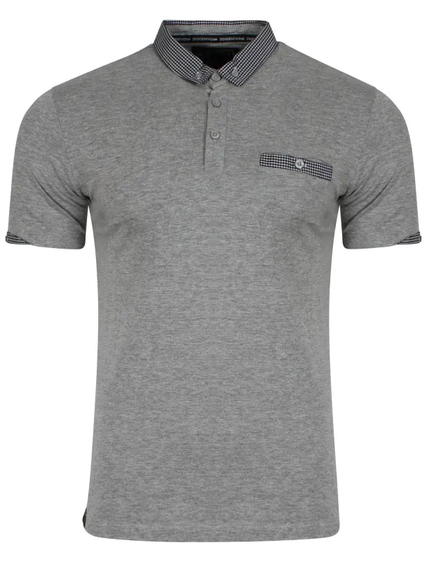 Sewell Gingham Polo Shirt in Grey - Dissident sold by Tokyo Laundry