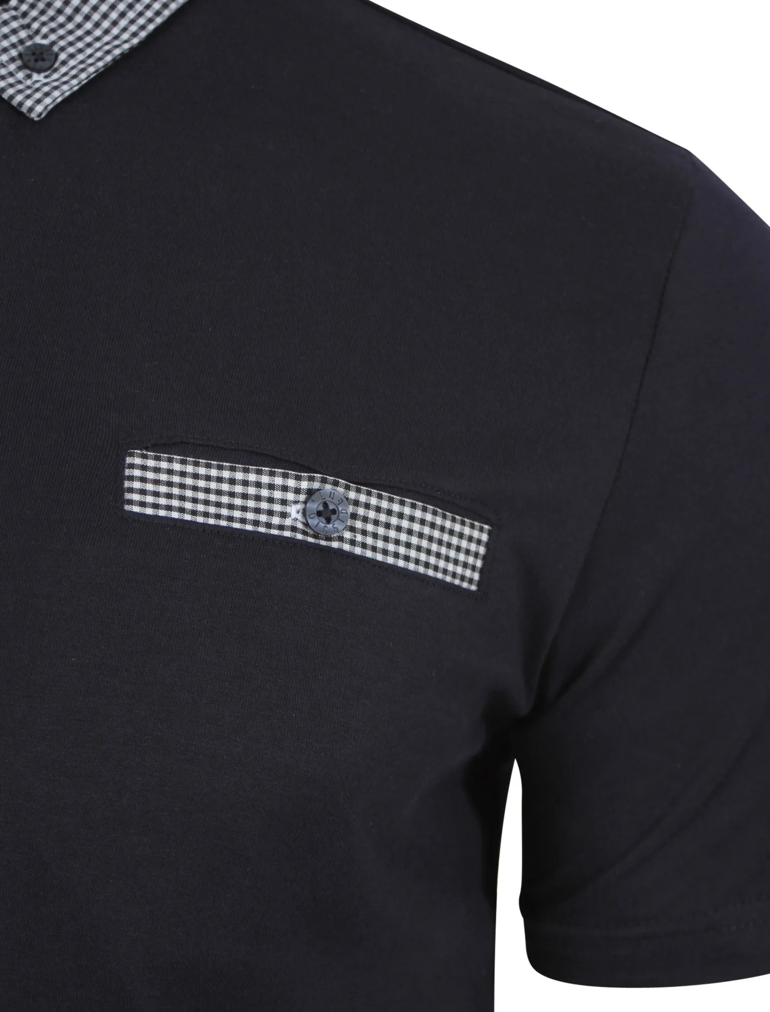 Sewell Gingham Polo Shirt in Navy - Dissident sold by Tokyo Laundry product image thumbnail 3