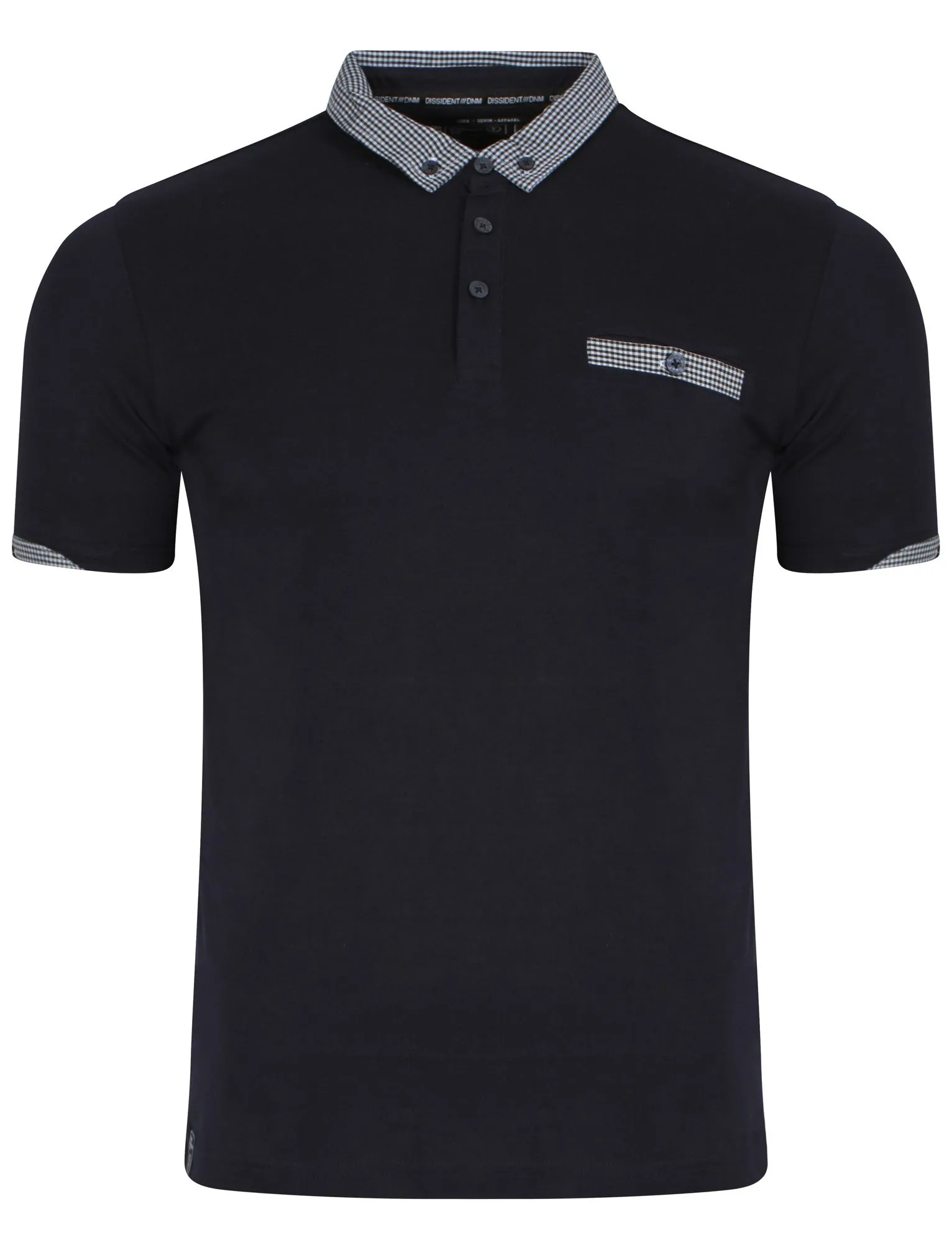 Sewell Gingham Polo Shirt in Navy - Dissident sold by Tokyo Laundry