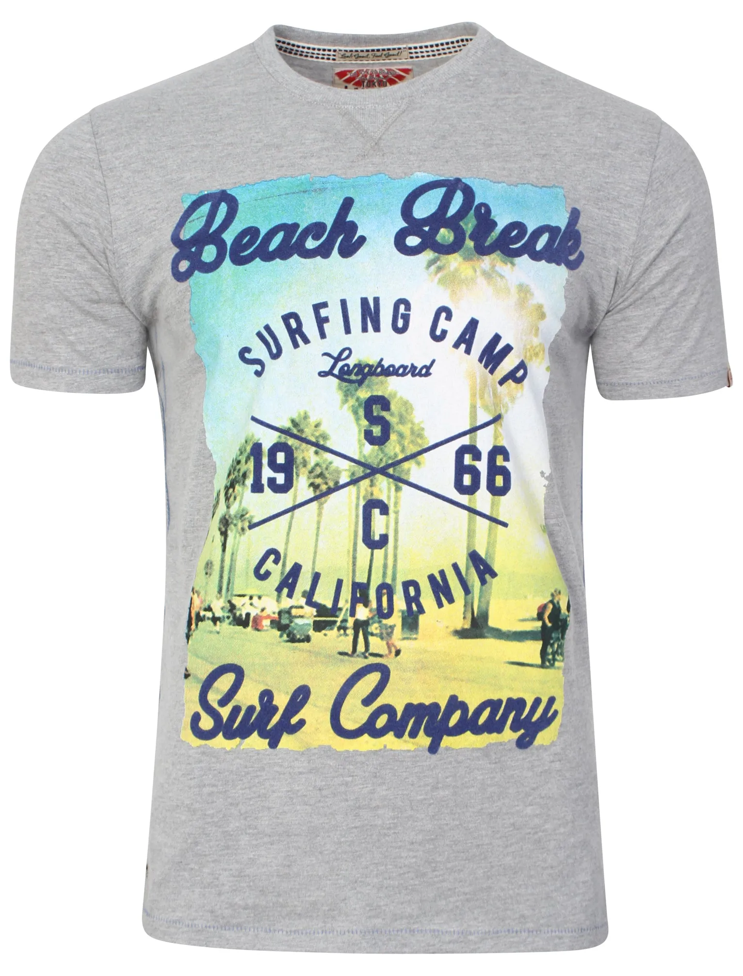 Cali Surf Motif T-Shirt in Grey Marl - Tokyo Laundry sold by Tokyo Laundry