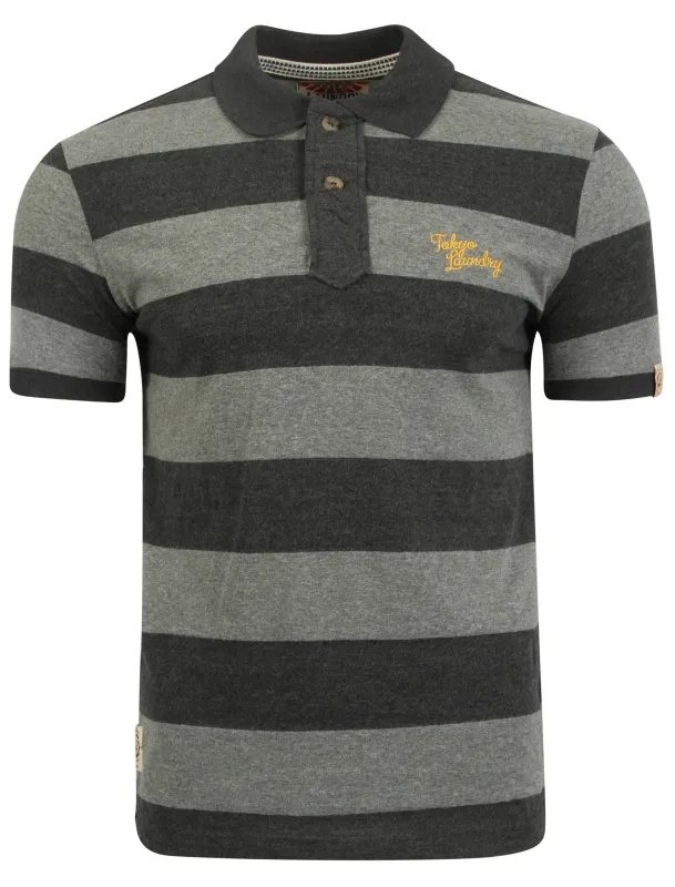 Tokyo Laundry Hunters Pass charcoal stripe polo shirt made by Tokyo Laundry