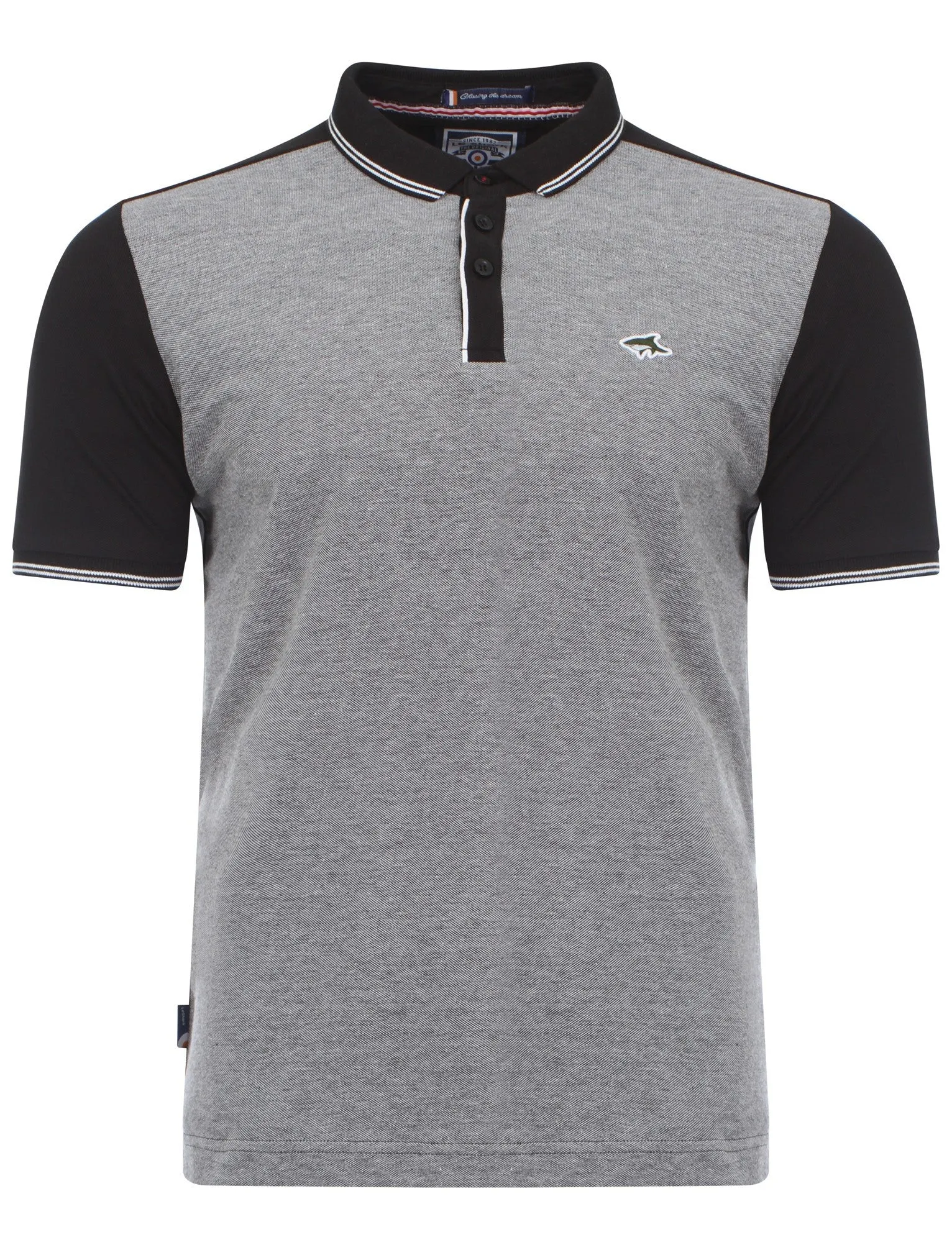 Le Shark Brewer black polo shirt sold by Tokyo Laundry