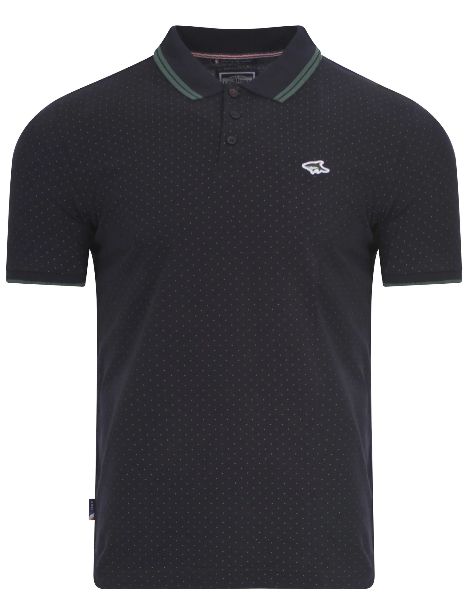 Le Shark Beckflow polo with green polka-dots sold by Tokyo Laundry