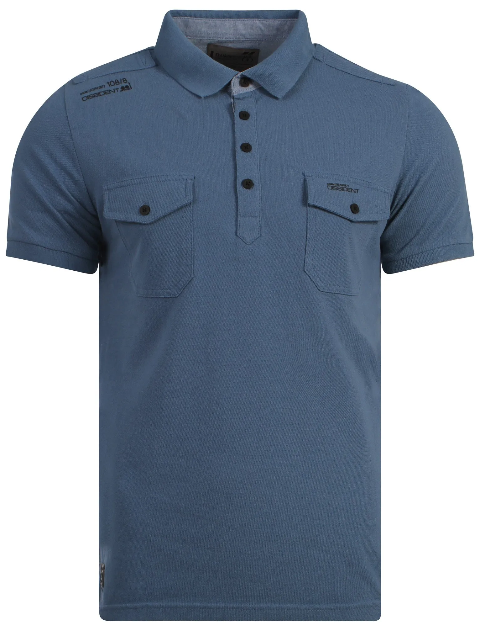 Dissident Zenith cotton blue polo shirt sold by Tokyo Laundry