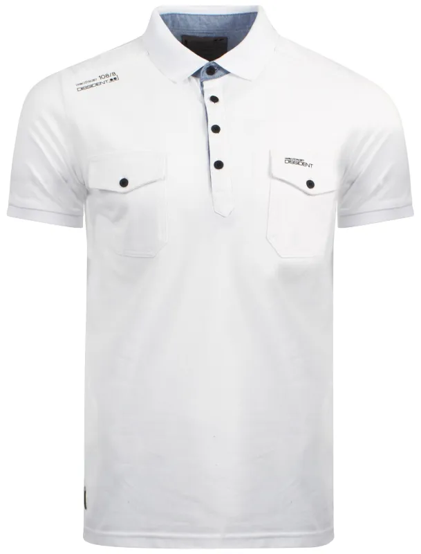 Dissident Zenith cotton white polo shirt sold by Tokyo Laundry