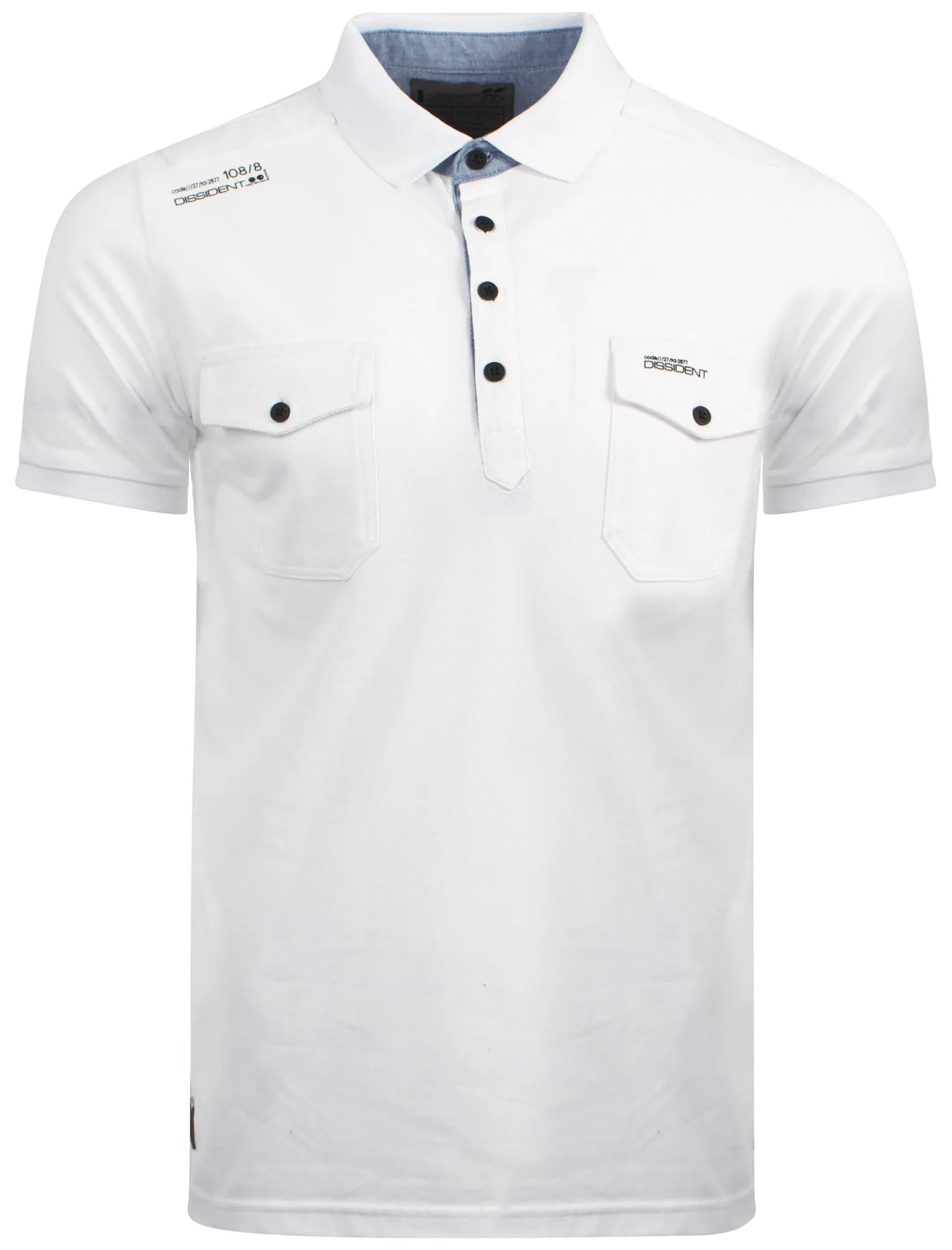 Dissident Zenith cotton white polo shirt sold by Tokyo Laundry