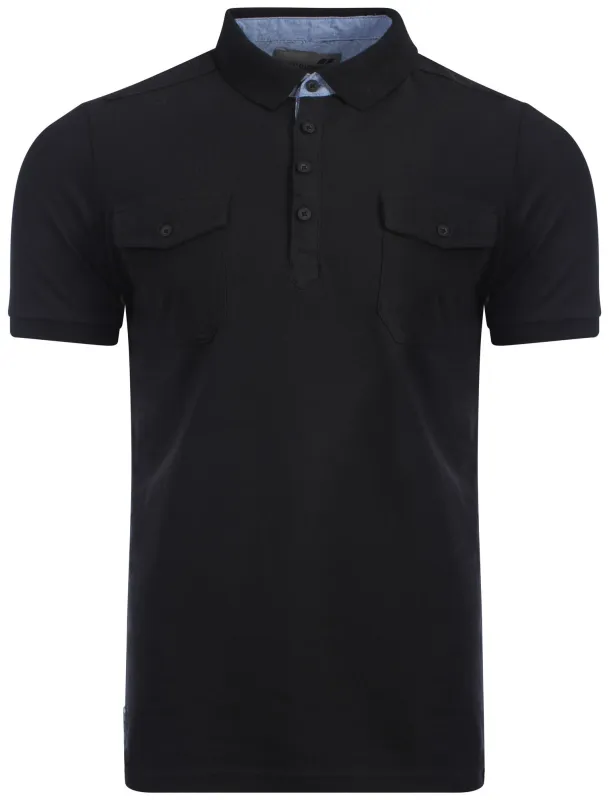 Dissident Zenith cotton black polo shirt sold by Tokyo Laundry
