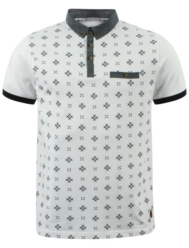 D-Code Class printed polo shirt in white sold by Tokyo Laundry