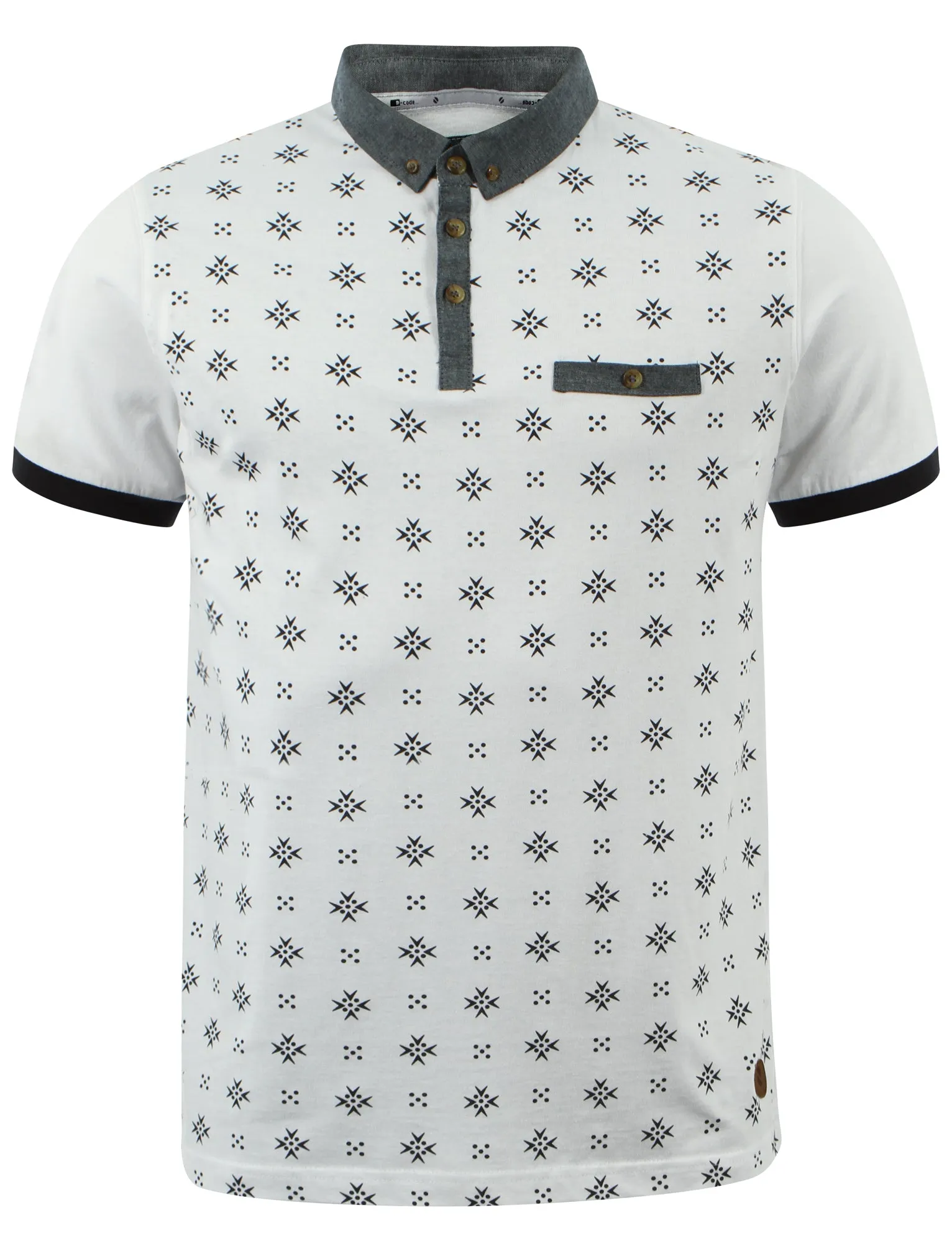 D-Code Class printed polo shirt in white sold by Tokyo Laundry