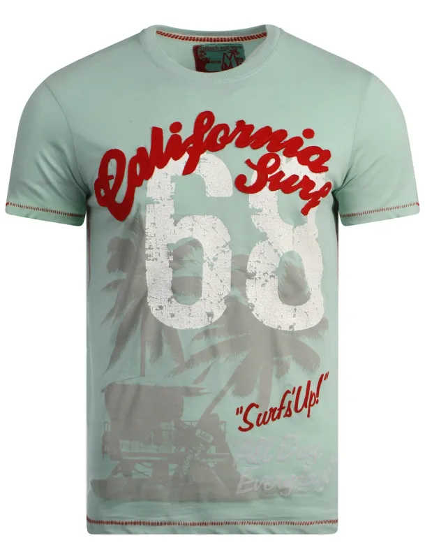 South Shore Surfs Up printed green t-shirt made by Tokyo Laundry