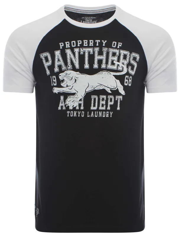 Tokyo Laundry Panthers black raglan sleeve t-shirt made by Tokyo Laundry