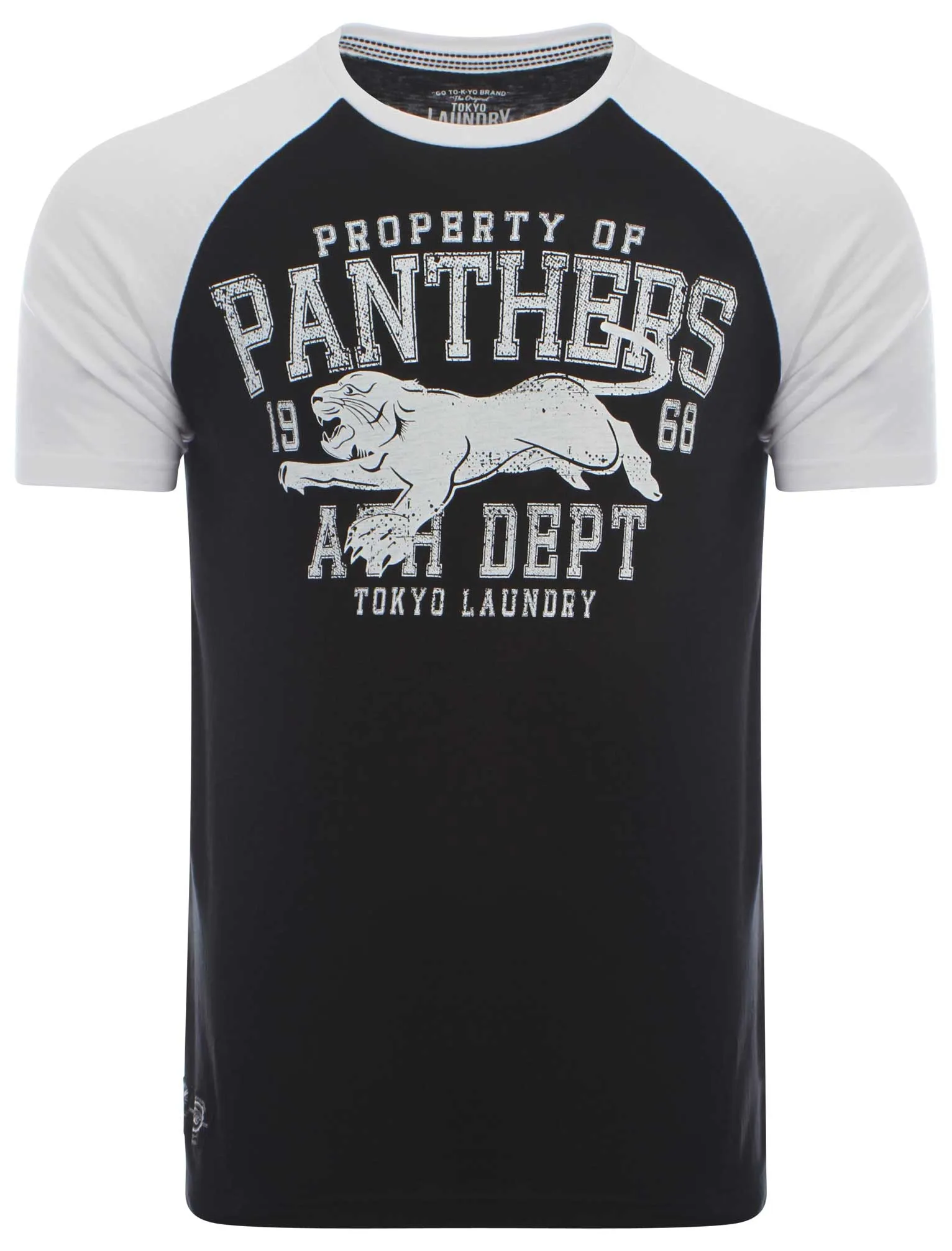 Tokyo Laundry Panthers black raglan sleeve t-shirt sold by Tokyo Laundry