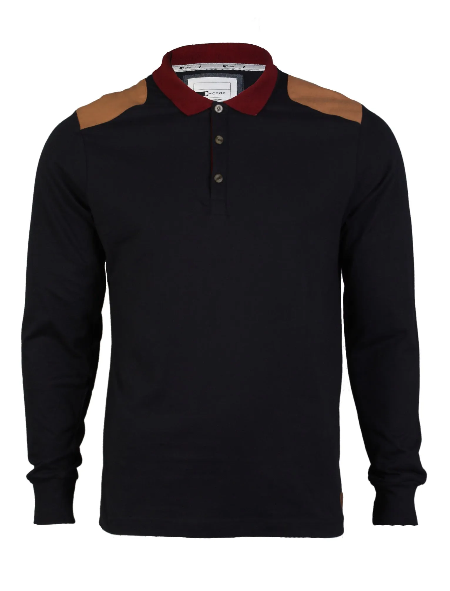 D-Code Luca Long Sleeve Polo Shirt in True Navy sold by Tokyo Laundry
