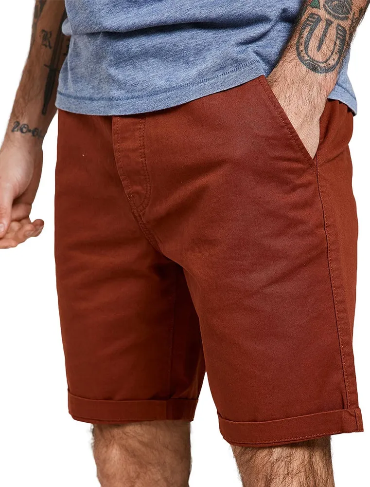 Theo Basic Chino Shorts with Woven Belt in Rust sold by Tokyo Laundry product image thumbnail 5