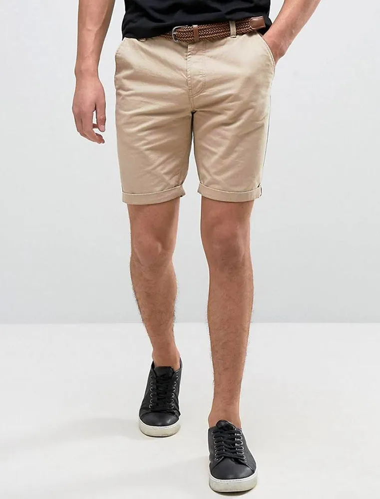 Theo Basic Chino Shorts with Woven Belt in Stone sold by Tokyo Laundry product image thumbnail 2