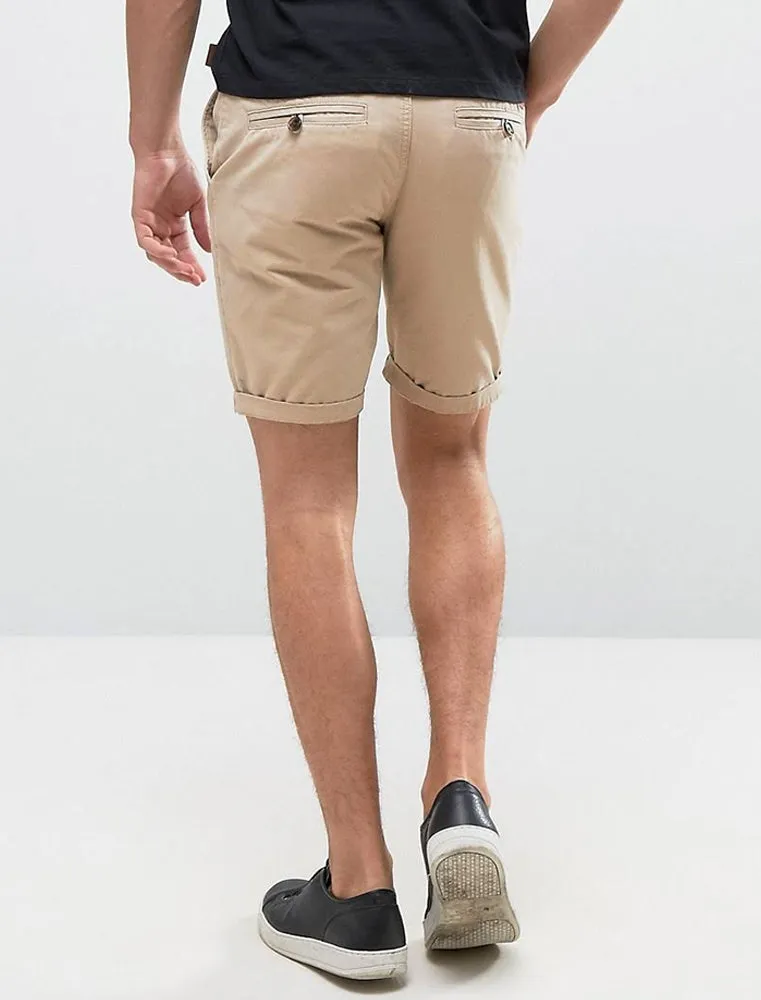 Theo Basic Chino Shorts with Woven Belt in Stone sold by Tokyo Laundry product image thumbnail 4