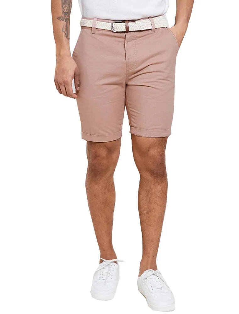 Theo Basic Chino Shorts with Woven Belt in Powder Pink sold by Tokyo Laundry product image thumbnail 4