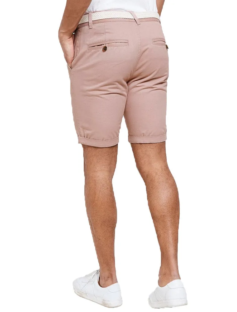 Theo Basic Chino Shorts with Woven Belt in Powder Pink sold by Tokyo Laundry product image thumbnail 5
