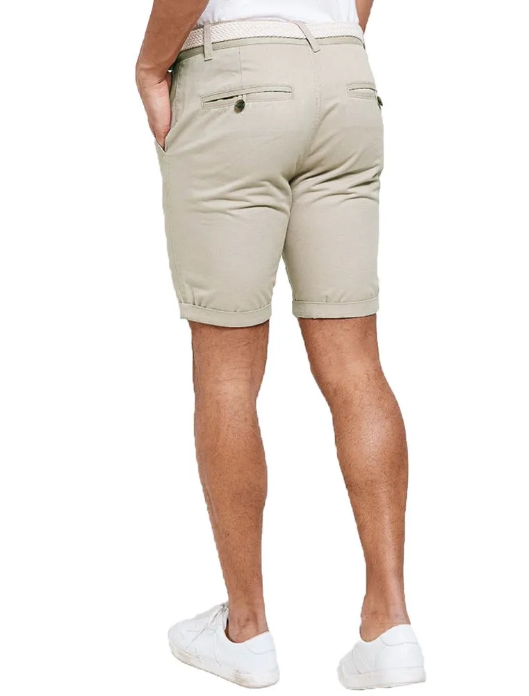 Theo Basic Chino Shorts with Woven Belt in Ice Grey sold by Tokyo Laundry product image thumbnail 5