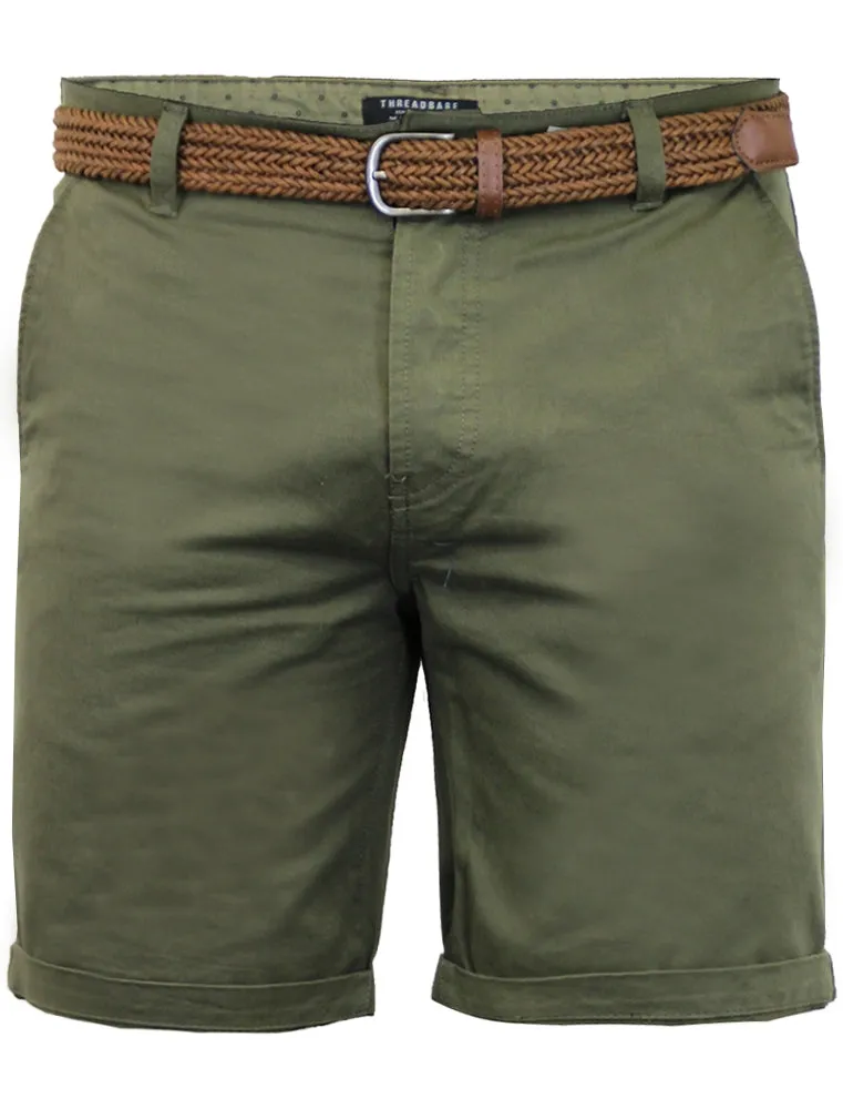 Theo Basic Chino Shorts with Woven Belt in Khaki sold by Tokyo Laundry