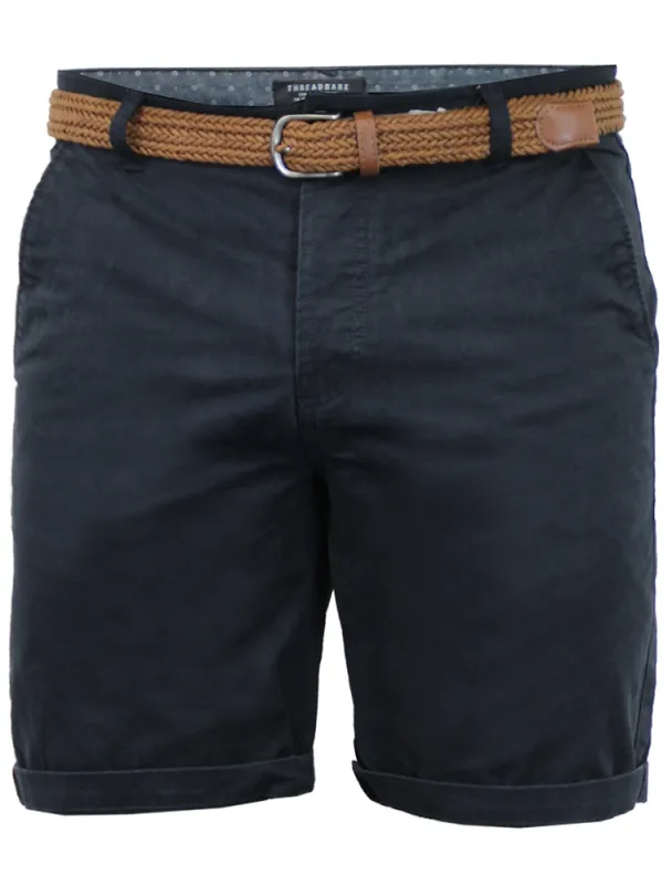 Theo Basic Chino Shorts with Woven Belt in Navy sold by Tokyo Laundry