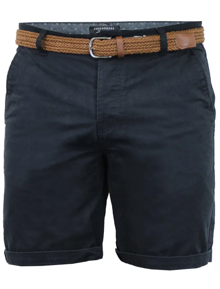 Theo Basic Chino Shorts with Woven Belt in Navy sold by Tokyo Laundry