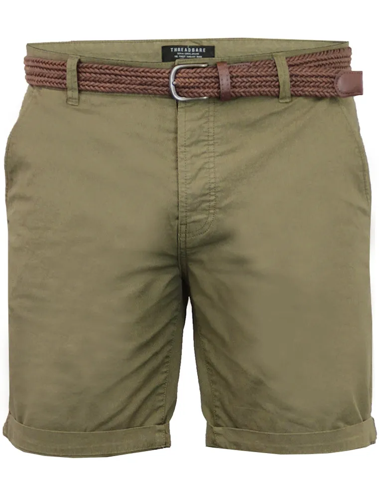 Reiko Textured City Chino Shorts with Woven Belt in Khaki sold by Tokyo Laundry