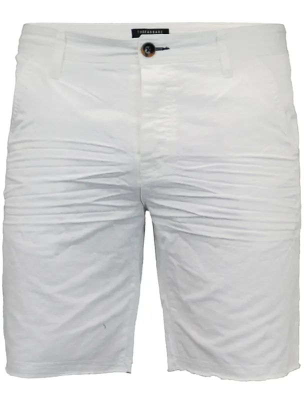 Chester Raw Hem Chino Shorts in White sold by Tokyo Laundry