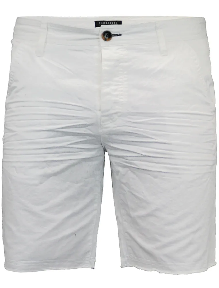 Chester Raw Hem Chino Shorts in White sold by Tokyo Laundry