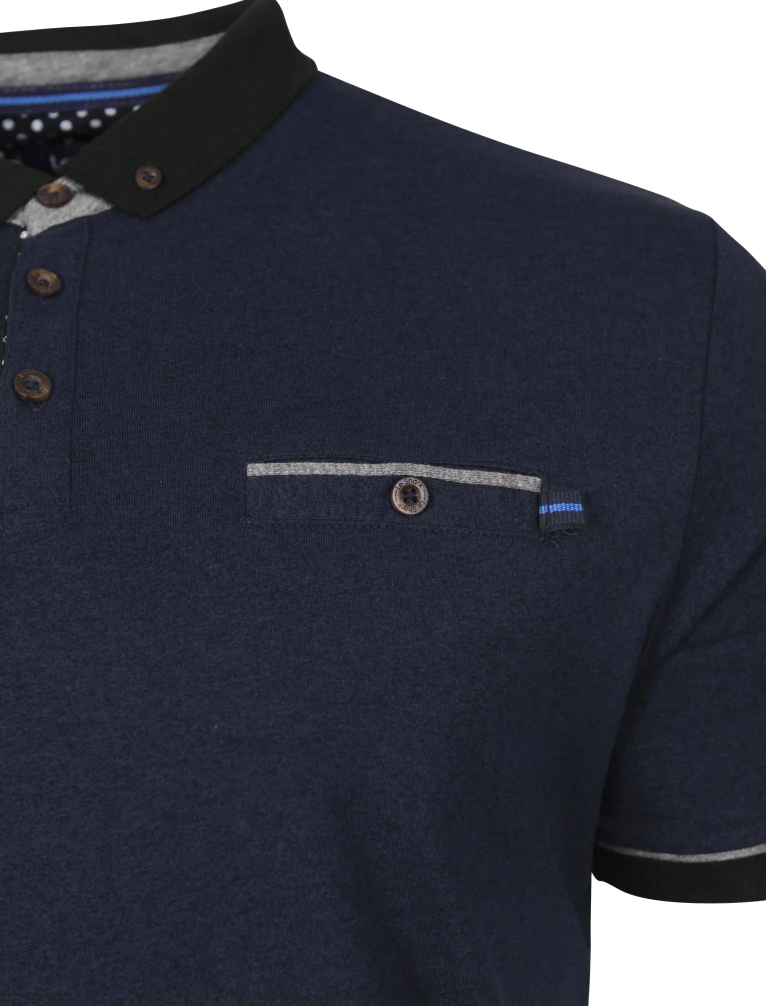 Dawes Cotton Polo Shirt in True Navy / Black Marl - Le Shark sold by Tokyo Laundry product image thumbnail 3