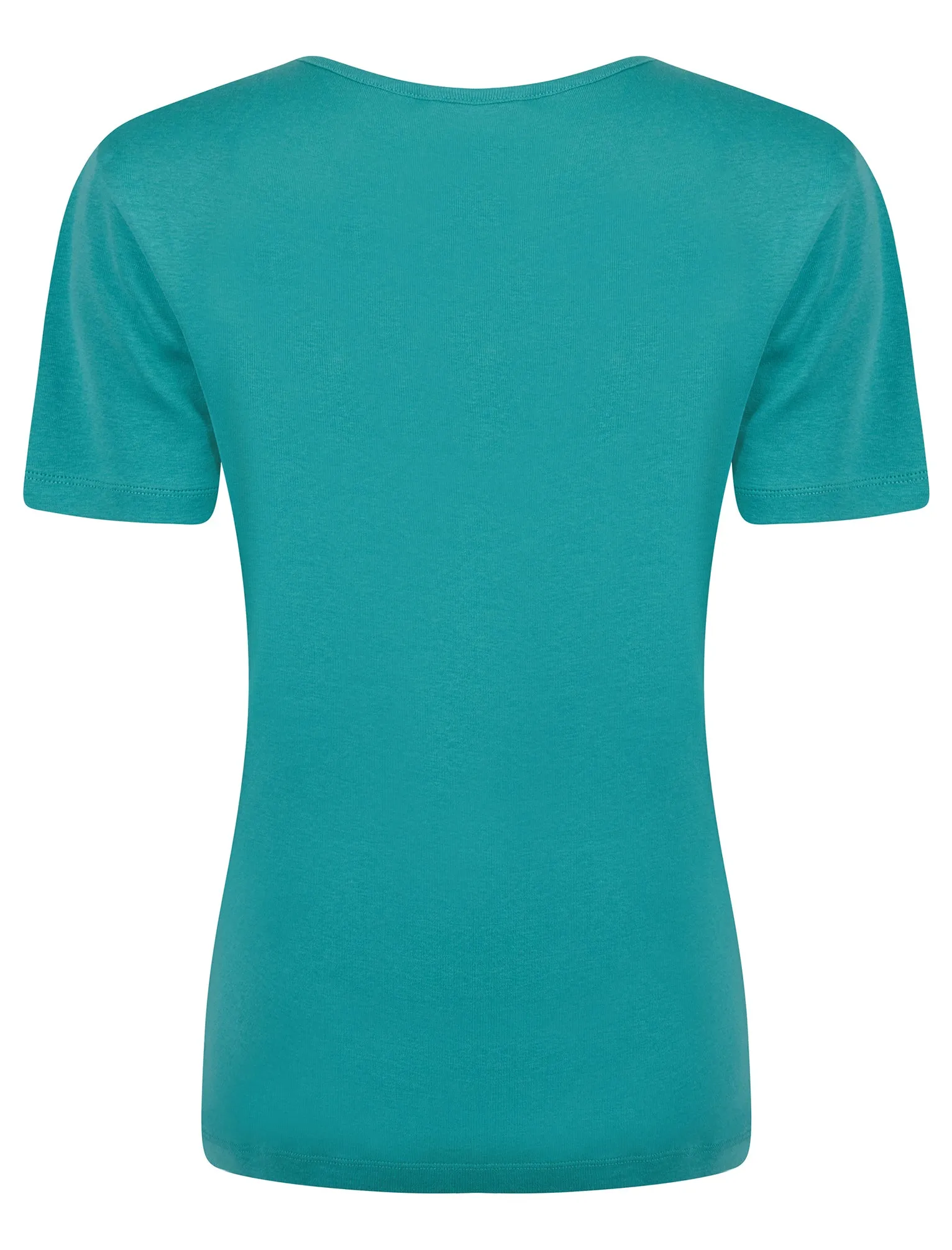 Calandra Plain 100% Cotton Notch Neck T-Shirt in Brittany Teal - Amara Reya sold by Tokyo Laundry product image thumbnail 2