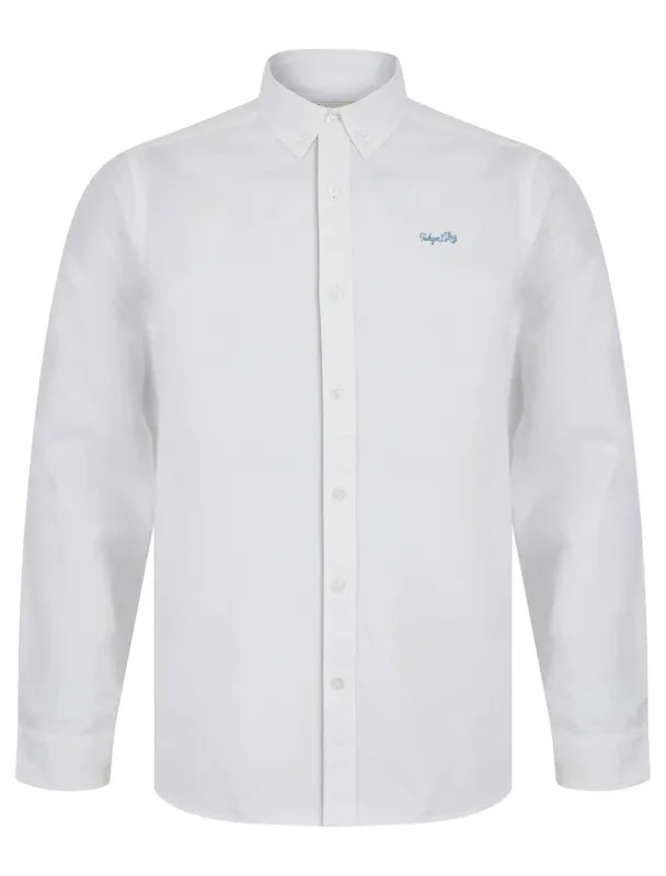 Papyrus Cotton Twill Long Sleeve Button Down Collar Shirt in Bright White - Tokyo Laundry made by Tokyo Laundry