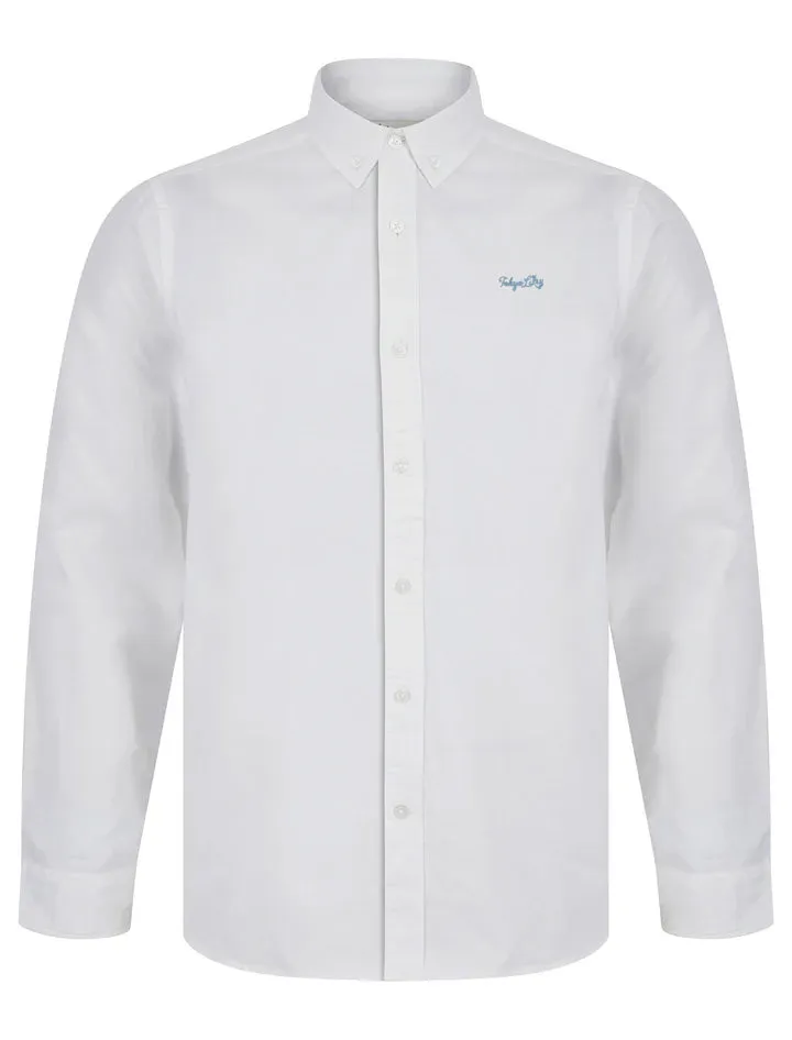 Papyrus Cotton Twill Long Sleeve Button Down Collar Shirt in Bright White - Tokyo Laundry sold by Tokyo Laundry