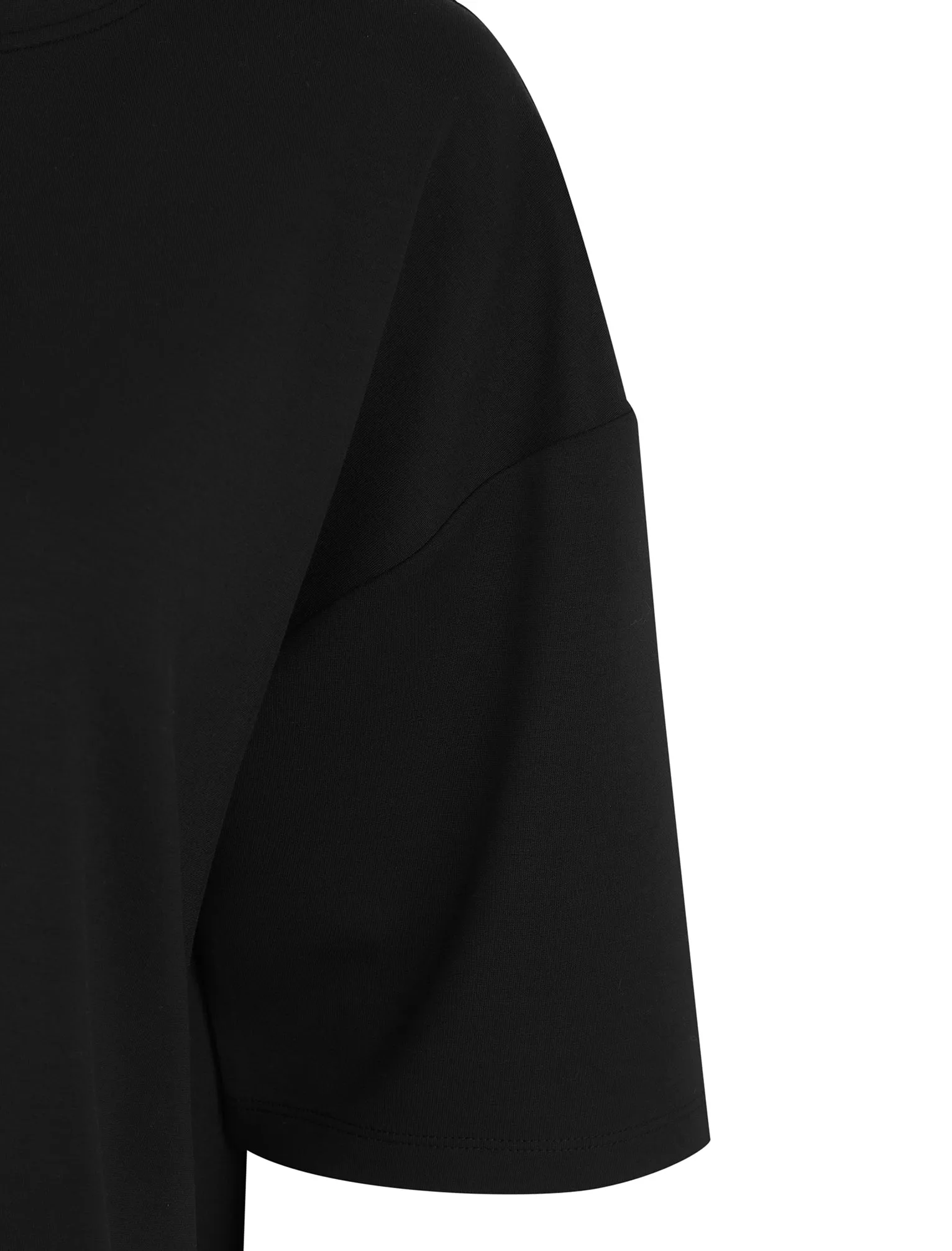 Borgia Plain Crew Neck Drop Shoulder Boxy Fit Premium Modal Fabric T-Shirt in Jet Black - Amara Reya sold by Tokyo Laundry product image thumbnail 3