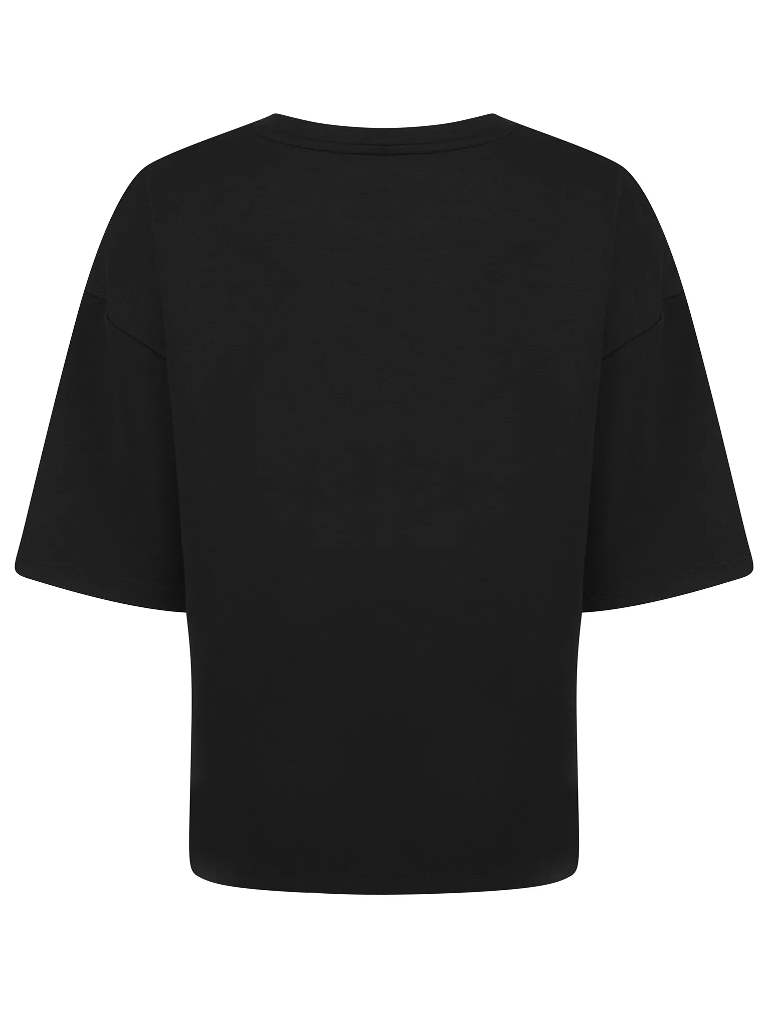 Borgia Plain Crew Neck Drop Shoulder Boxy Fit Premium Modal Fabric T-Shirt in Jet Black - Amara Reya sold by Tokyo Laundry product image thumbnail 2