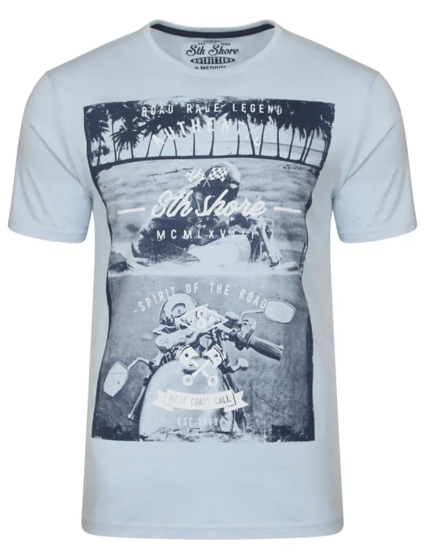 Westland Motorbike Print T-Shirt in Starlight Blue - South Shore sold by Tokyo Laundry
