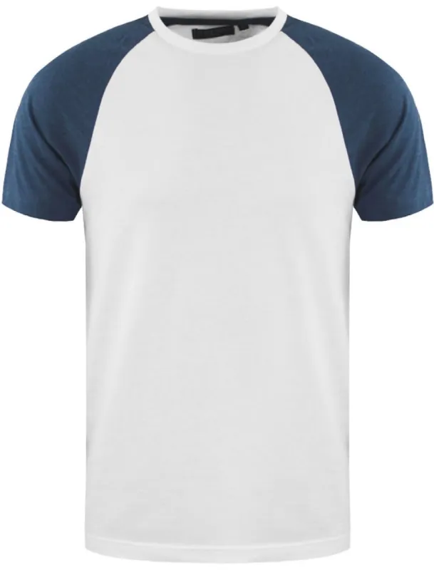 BaptistD Raglan Sleeve Baseball T-Shirt in White / Indigo sold by Tokyo Laundry