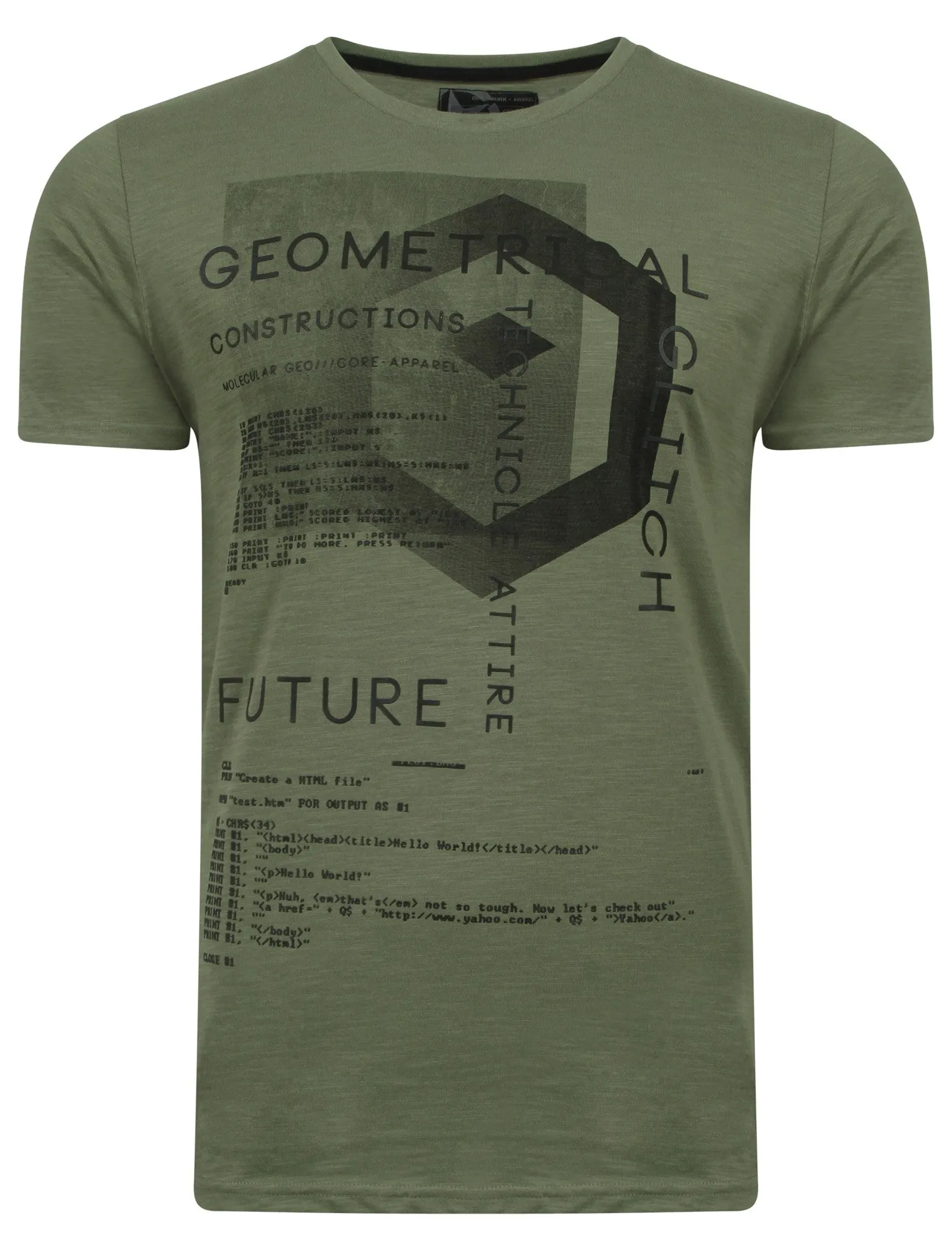 Scoober Motif Cotton T-Shirt in Olivine Khaki - Dissident sold by Tokyo Laundry