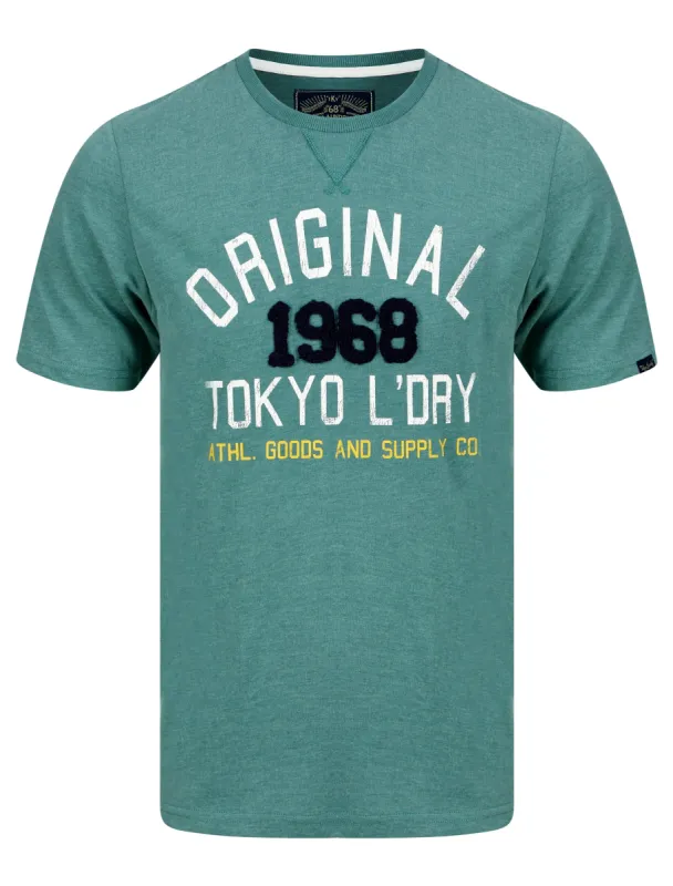 OG Tokyo Motif Cotton T-Shirt in Spruce Green Marl - Tokyo Laundry sold by Tokyo Laundry