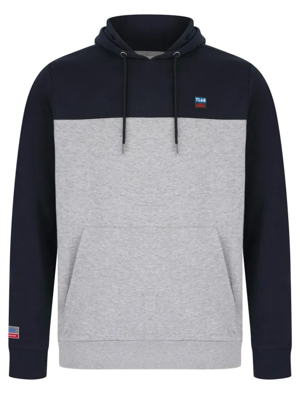 Tremonti Colour-Block Brushback Fleece Pullover Hoodie in Sky Captain Navy - Tokyo Laundry sold by Tokyo Laundry