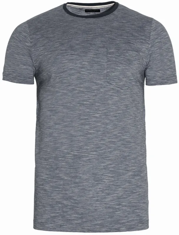 Lloyd Spacedye Crew Neck T-Shirt with Pocket in Navy made by Brave Soul