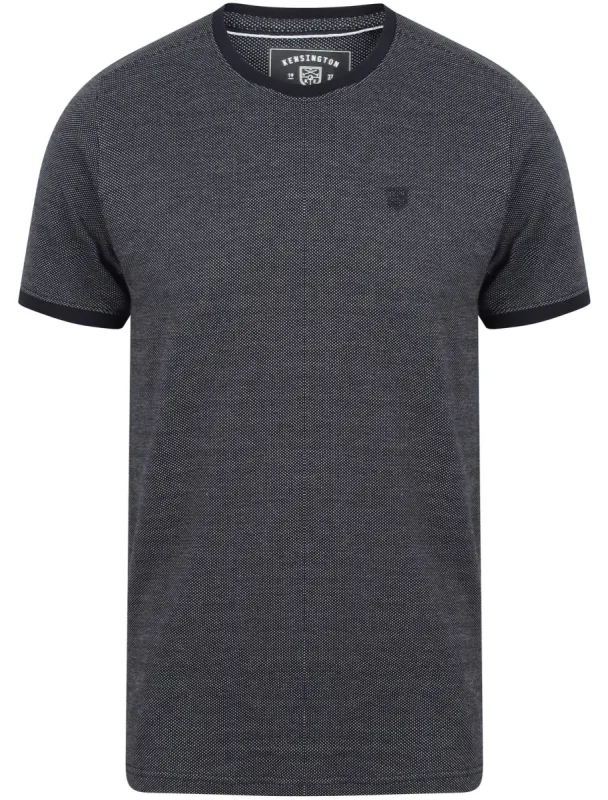 Murphy Jacquard Cotton Jersey T-Shirt In Sky Captain Navy - Kensington Eastside sold by Tokyo Laundry
