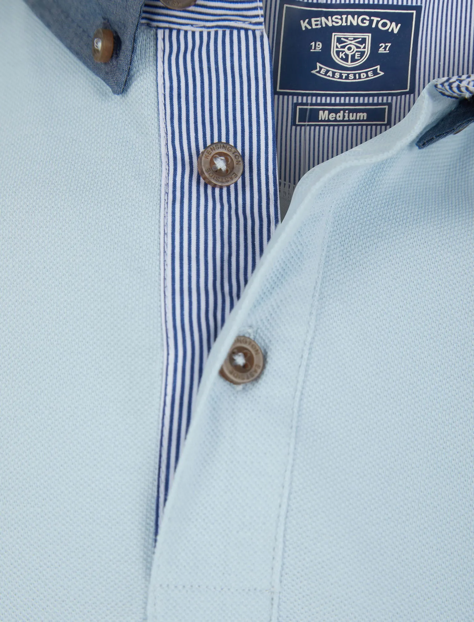 Passmore Cotton Pique Polo Shirt with Chambray Collar in Skyway - Kensington Eastside sold by Tokyo Laundry product image thumbnail 3