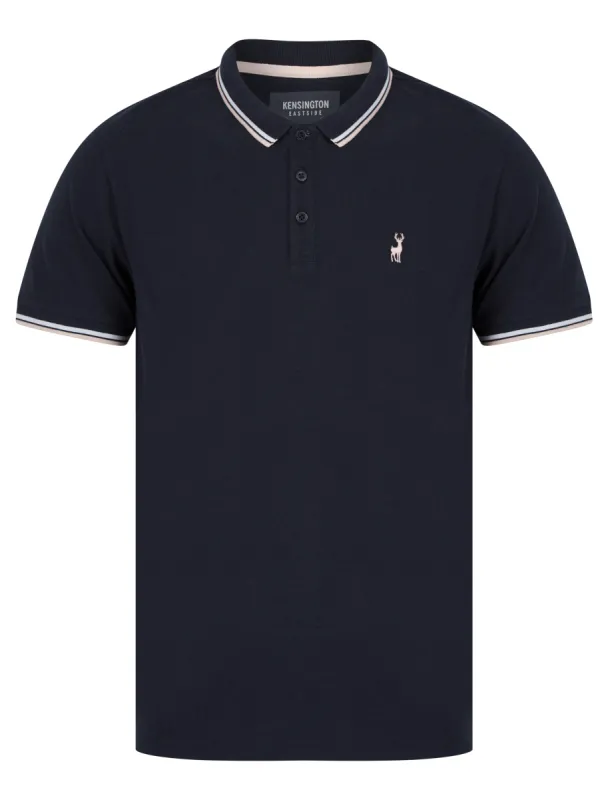 Kiso Cotton Pique Polo Shirt in Sky Captain Navy - Kensington Eastside sold by Tokyo Laundry
