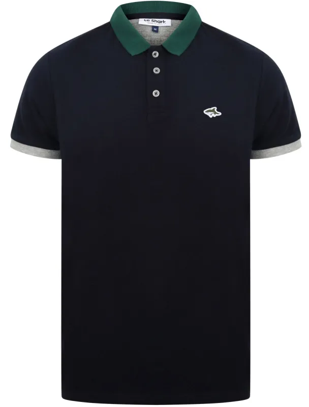 Mossop Cotton Pique Polo Shirt with Contrast Trims In Sky Captain Navy - Le Shark sold by Tokyo Laundry