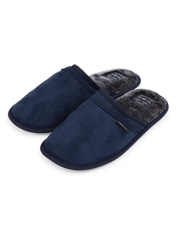 Tundra Faux-Suede Mule Slippers with Faux Fur Lining in Sky Captain Navy - Tokyo Laundry sold by Tokyo Laundry