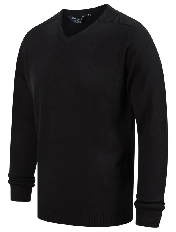Rubik V-Neck Knitted Jumper in Jet Black - Kensington Eastside sold by Tokyo Laundry